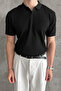 Men's Honeycomb Pattern Polo Collar Knitwear T-Shirt