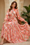 Patterned Hijab Jessica Dress B607 Orange