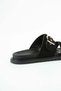 Brew Black Suede Slippers with Gold Buckle Detail - 4