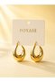 Gold Color Drop Hoop Earrings Non Tarnish Plated Stylish and Suitable for Daily Use Modern Earrings - 4