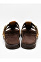 Nerissa Women's Tan Multi-Strap Gold Buckle Suede Textured Flat Sole Slippers Sandals - 5