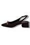 799-26 Suede Gold Buckle Short Square Heel Pointed Toe Women's Shoes - 3