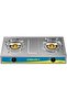 DOMEA Gas Burner With Auto Ignition, 2 Burners Gas Stove, Stainless Steel Finish, Countertop Cooktop