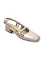 Espathy 326-26 patent pearl buckle short square heel open back women's shoes