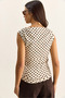 Women's Beige Brown Degaje Collar Polka Dot Side Gathered Detailed Lycra Blouse 6157 60286128 - 6