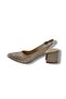 684-26 Shiny Silvery Satin Mid-Heel Open-Back Women's Shoes (6cm) - 3