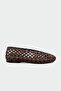 Tayon Knitted Detailed Genuine Leather Women's Bitter Brown Flat Ballerinas - 2
