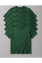 Unisex Men'S/Women's 5-Piece Green Cotton Crew Neck Basic T-Shirt