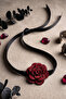 Shiny Stone Flower Choker Necklace - 3