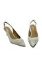 Genuine Leather Pointed Toe Short Heeled Shoes 778 Vi̇zon - 4