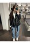 Black Belted Oversize Leather Jacket