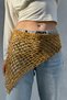 Mustard Yellow Sequined Knitted Waist Scarf and Bandana - Handmade Triangular Waist Belt