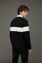 Interview Snap Fastener Polo Collar Combination Black Ecru Sweatshirt - 6