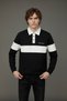 Interview Snap Fastener Polo Collar Combination Black Ecru Sweatshirt - 4