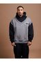 Grey Layered Look Relaxed Fit Hoodie