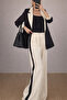 Women's Garnished Blazer Suit Bkrem Pants Palazzo Jacket - 7