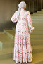 Patterned Hijab Jessica Dress B591 Stone Color - 5