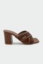 Tyler Knitted Detailed Crossed Women's Bitter Brown Heeled Slippers