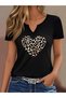 Women's Mix Printed Half V-Neck Sleeves Regular Fit Comfortable T-Shirt