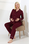 Hamile Lauasa Pleated Burgundy Pajama Set - 3