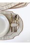 6 Pieces of Bronze Color Embroidered Oval American Service Plates with Spoon Holder - 2