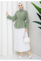 Women's Shirt - Buttoned Elastic Gathered Waist Fitted Shirt - 6