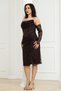 Beaded Detailed Lace Pencil Dress - Dark Brown - 5