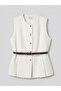 White belted women's tweed vest from gulis clothing