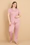 Mirano 2852 Tiny Heart Milan Fabric Short Sleeve Buttoned Large Size Women's Pajama Set