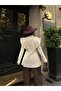 Women's Padded Blazer Jacket Double-Breasted Cut Stylish Design Long Sleeve Modern Office Event Jacket - 4