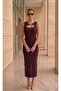 Women's Dress with Front Window, Accessory Detail, Draped Back, and Slit - 3