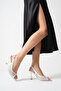 Transparent Mesh with Stones Reflecting Light, Open Toe Stylish Women's Heeled Shoes - 3