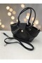 Black Knotted Model Soft Leather Look Buckle Mini Shoulder and Hand Bag - 6