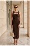 Women's Dress with Front Window, Accessory Detail, Draped Back, and Slit - 7