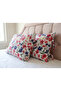2 Pieces of Floral Patterned Lace-Up Cotton Fabric Pillowcases - 3