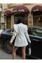 Women's Padded Blazer Jacket Double-Breasted Cut Stylish Design Long Sleeve Modern Office Event Jacket - 6