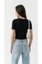 Women's Black V-Neck Basic T-Shirt Casual Stretchy Fabric Short Sleeve T-Shirt - 5