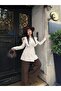 Women's Padded Blazer Jacket Double-Breasted Cut Stylish Design Long Sleeve Modern Office Event Jacket - 8