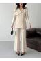 Women's Double-Breasted Blazer Jacket Pants Set Stylish Button Detail Modern Office Formal Suit - 8
