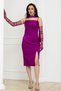Midi Pencil Dress with Degaje Collar Shawl and Glove Detail - Fuchsia