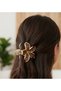 Gold Framed Leopard Patterned Lotus Flower Clasp with Clip - Modern Hair Accessory - 2