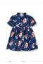 100% Cotton Floral Patterned Navy Blue Summer Girl's Dress - 2