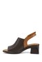 Women's Brown Antique Thick Heeled Genuine Leather Sandals - 6