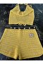 Yellow Beaded Detailed Crochet Shorts Set - 7