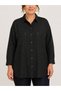 Linen Blend Women's Plus Size Shirt Black - 4
