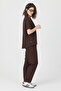 Brown Crew Neck Sofia Linen Top and Bottom Set - 3