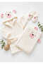 4-Piece Baby Bathrobe Set 100% Cotton Soft 4-Piece Cute Teddy Bear