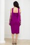 Midi Pencil Dress with Degaje Collar Shawl and Glove Detail - Fuchsia - 7