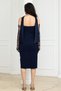 Midi Pencil Dress with Degaje Collar, Shawl and Glove Detail - Dark Blue - 7
