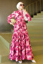 Patterned Hijab Jessica Dress B592 Fuchsia